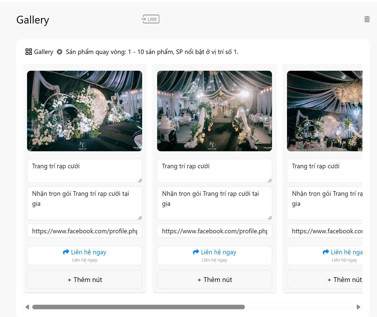 gallery01 gallery gửi danh sách sản phẩm qua chatbot fchat