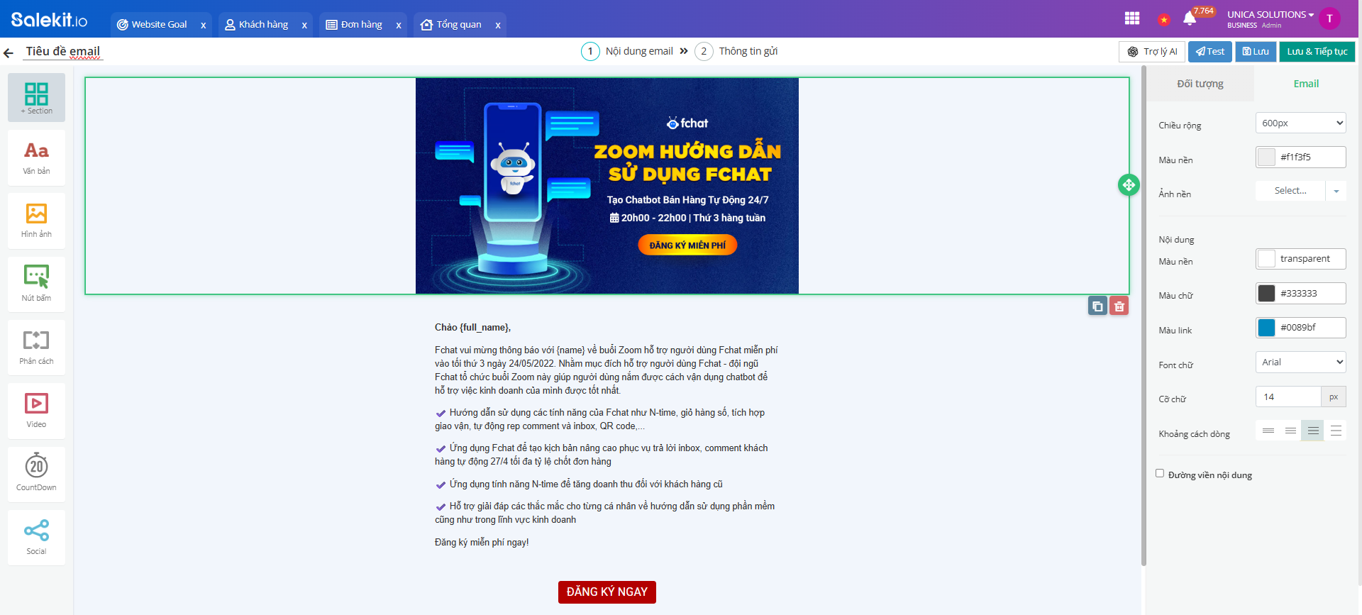 tùy chỉnh email
