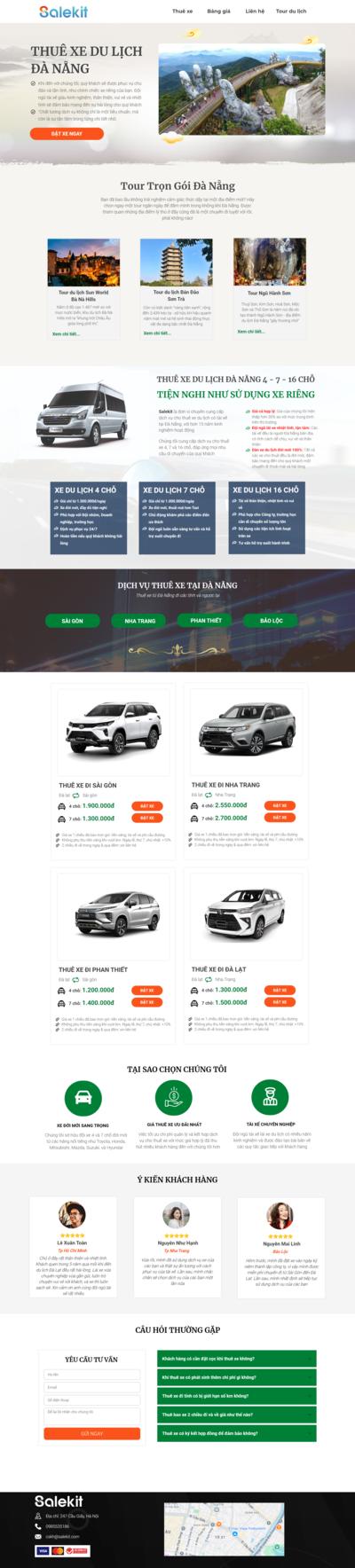 landingpage Thuê xe du lịch  